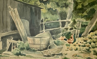 Lot 590 - Billie WATERS (1896-1979) Farmyard Watercolour...