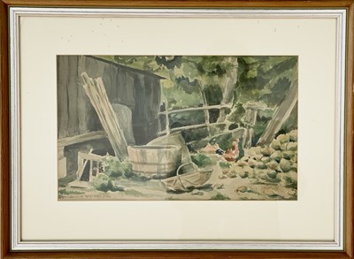 Lot 590 - Billie WATERS (1896-1979) Farmyard Watercolour...