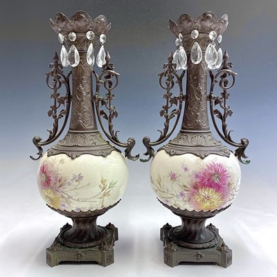 Lot 257 - A pair of late 19th century porcelain vases...