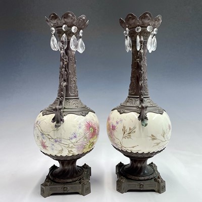 Lot 257 - A pair of late 19th century porcelain vases...