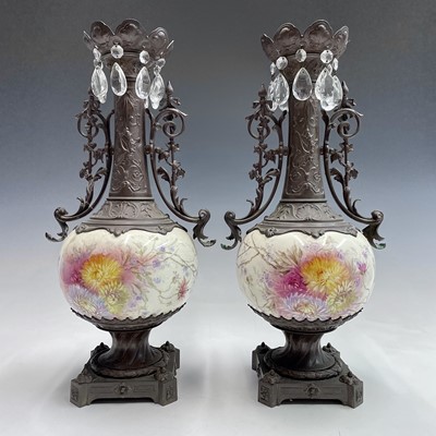 Lot 257 - A pair of late 19th century porcelain vases...