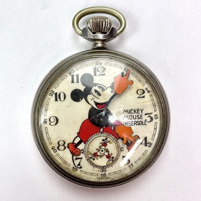 Lot 942 - A Mickey Mouse Ingersoll crome cased crown...