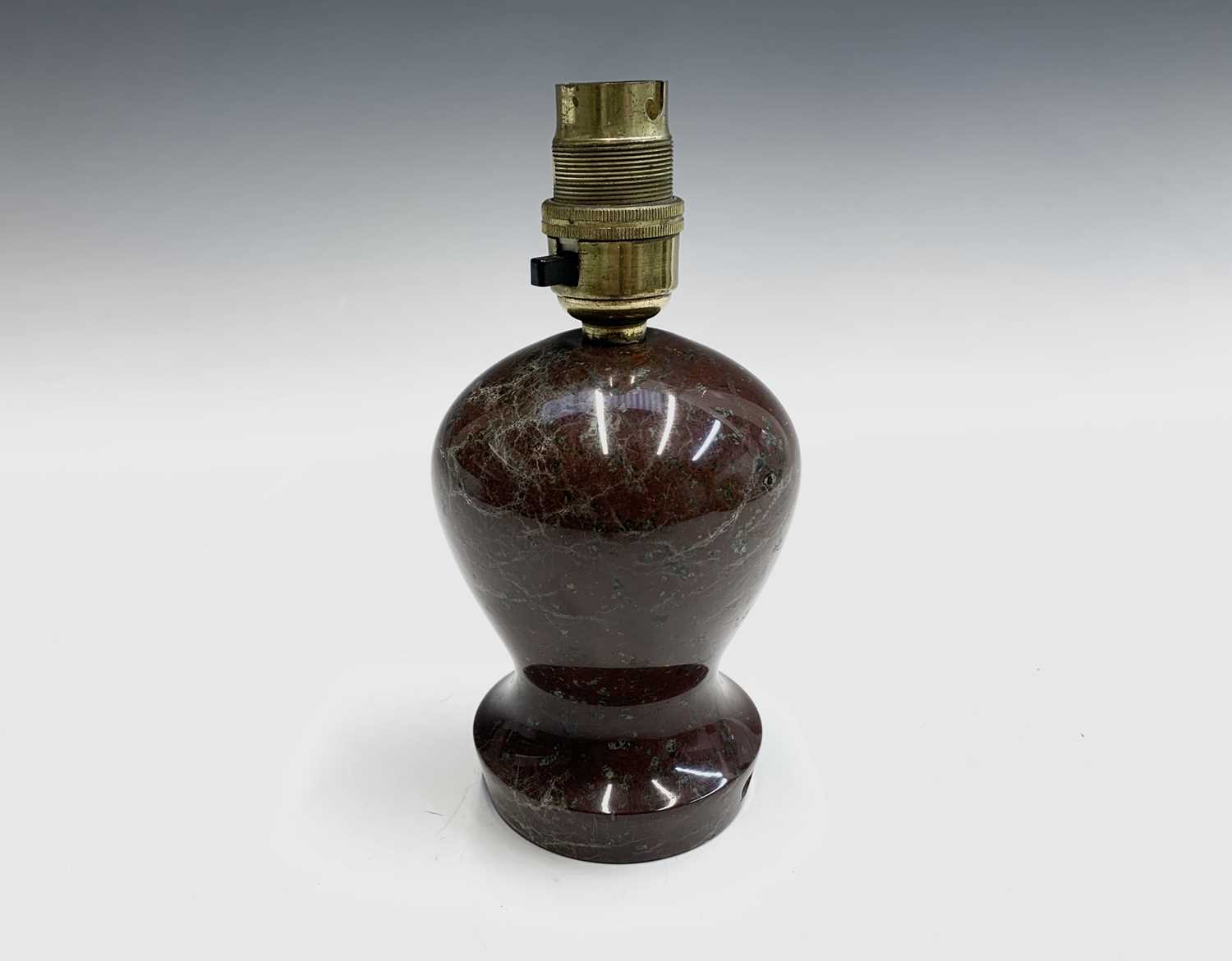 Lot 141 - A Cornish serpentine baluster lamp base,...