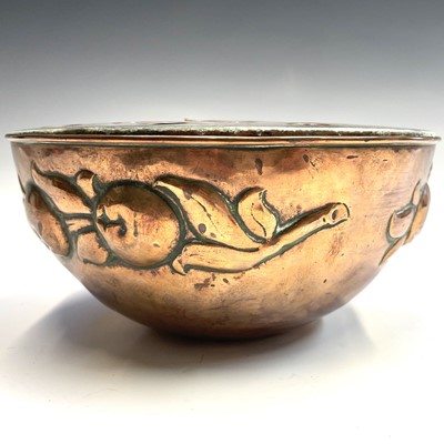 Lot 41 - A Newlyn copper rose bowl, with pierced top,...