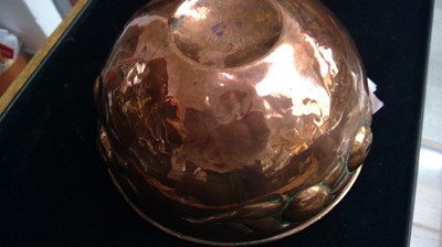 Lot 41 - A Newlyn copper rose bowl, with pierced top,...