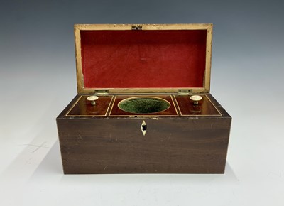 Lot 254 - A 19th century mahogany rectangular tea caddy...