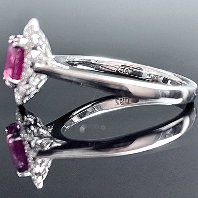 Lot 614 - An attractive 18ct white gold Burmese ruby and...