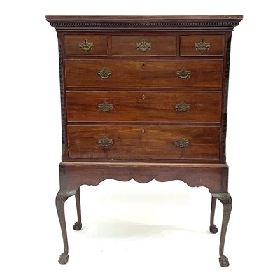 Lot 3027 - A George III mahogany chest, of three short...