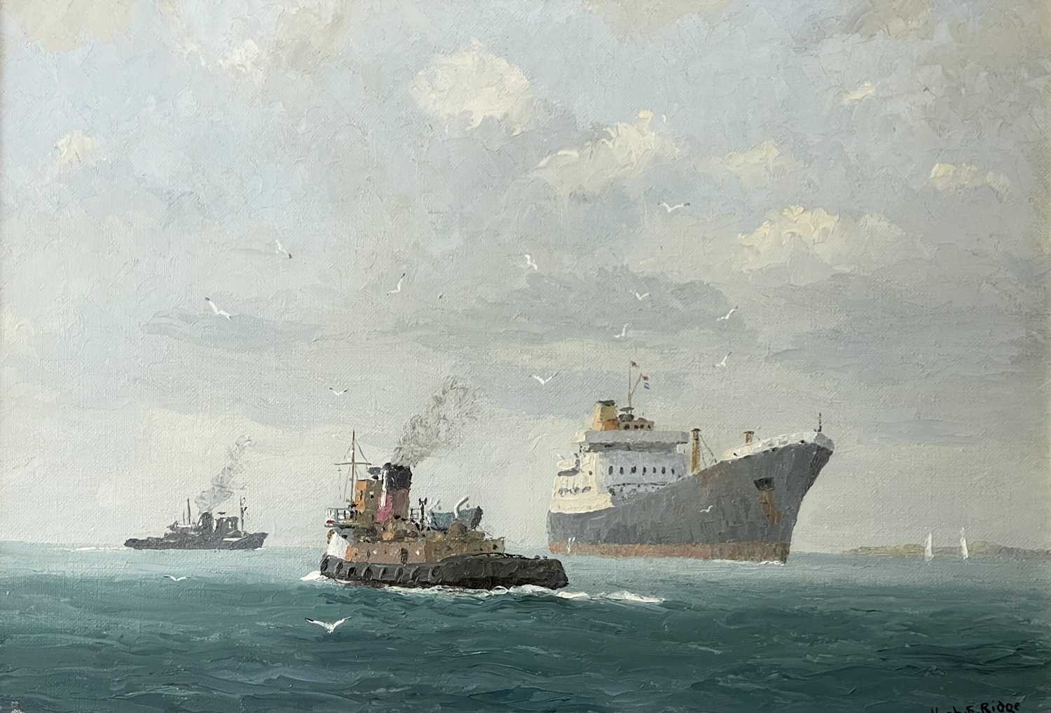 Lot 160 - Hugh E. RIDGE (1899-1976) The tugs at work