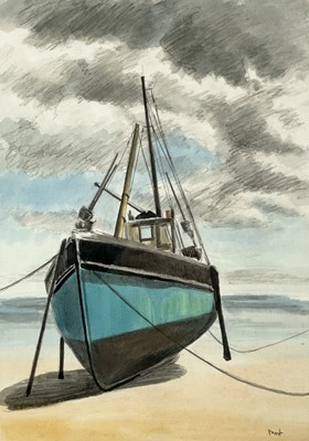 Lot 238 - Marjorie MORT (1906-1989) Fishing Boat Aground...