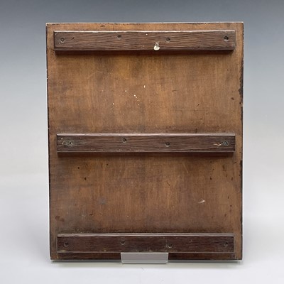 Lot 81 - A small walnut panel, hand painted with two...