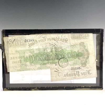 Lot 82 - A Durham bank £5 note, dated 1891, cut...