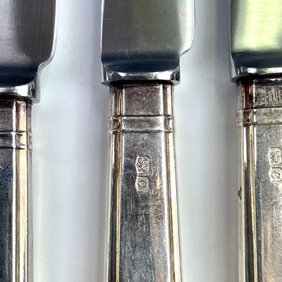Lot 86 - A George VI silver set of six fruit knives,...
