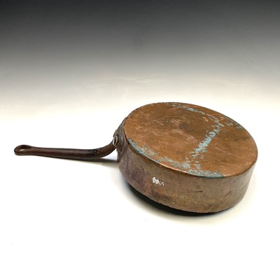 Lot 368 - Two Victorian brass saucepans, large copper...