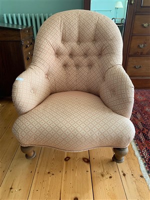 Lot 367 - A Victorian tub armchair, with a padded back,...