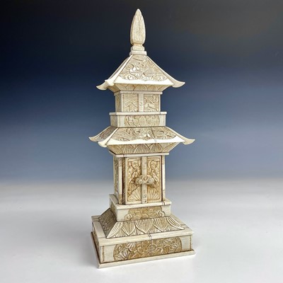 Lot 154 - A Chinese ivory shrine, early 20th century,...