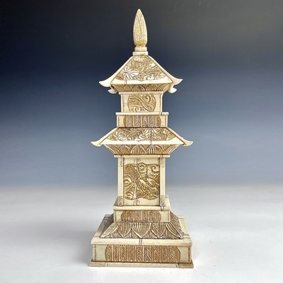 Lot 154 - A Chinese ivory shrine, early 20th century,...