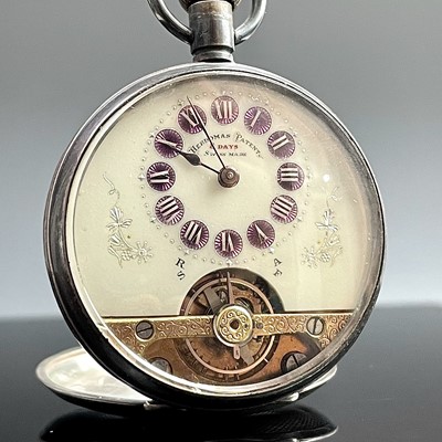 Lot 958 - A silver cased crown wind HEBDOMAS PATENT 8...