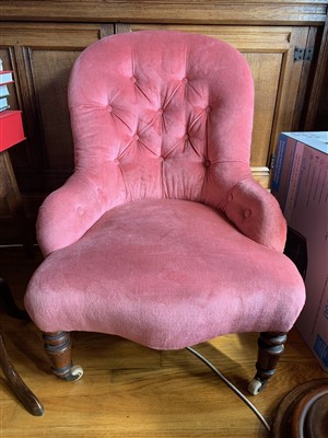 Lot 359 - A Victorian upholstered tub armchair with...