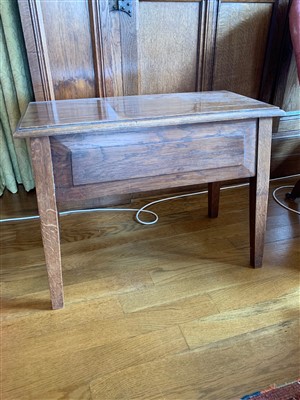 Lot 356 - An oak work table, with a hinged top and...