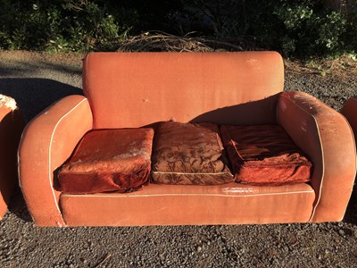 Lot 3076 - An Art Deco upholstered three piece suite...