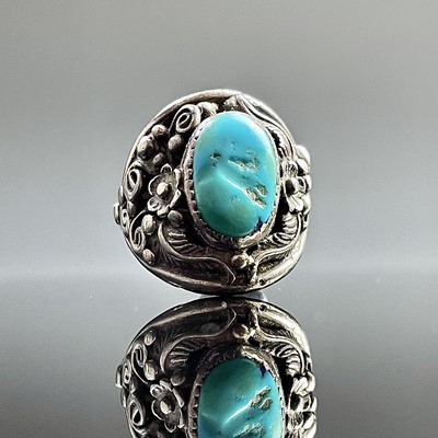 Lot 840 - A native American Navaho 925 silver ring by...