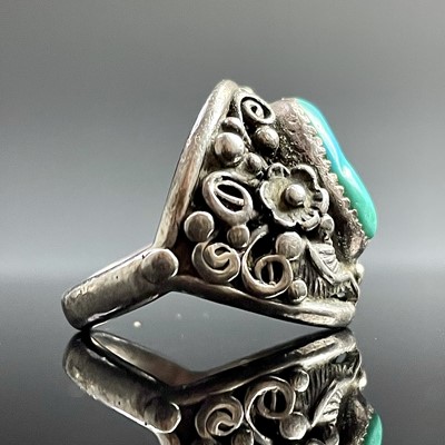 Lot 840 - A native American Navaho 925 silver ring by...