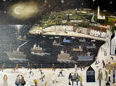 Lot 343 - Alan FURNEAUX (1953) Starlit Mousehole Oil on...