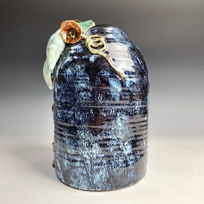 Lot 177 - A Japanese Sumida Gawa blue glazed pottery...