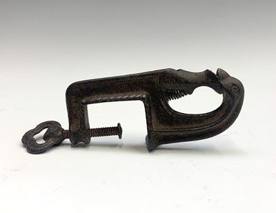 Lot 125 - A Victorian cast metal fly tying clamp the...