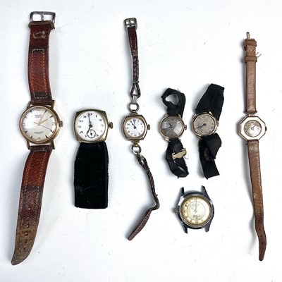 Lot 955 - Seven mechanical wrist watches for spares and...