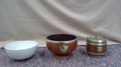 Lot 16 - Turned Fruitwood Bowl, with Plated Rim and...