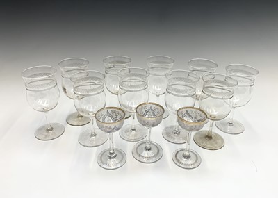 Lot 980 - A set of ten Edwardian white wine glasses, the...
