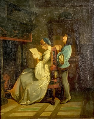 Lot 651 - Daniel MACLISE (1806-1870) The Love Letter Oil...