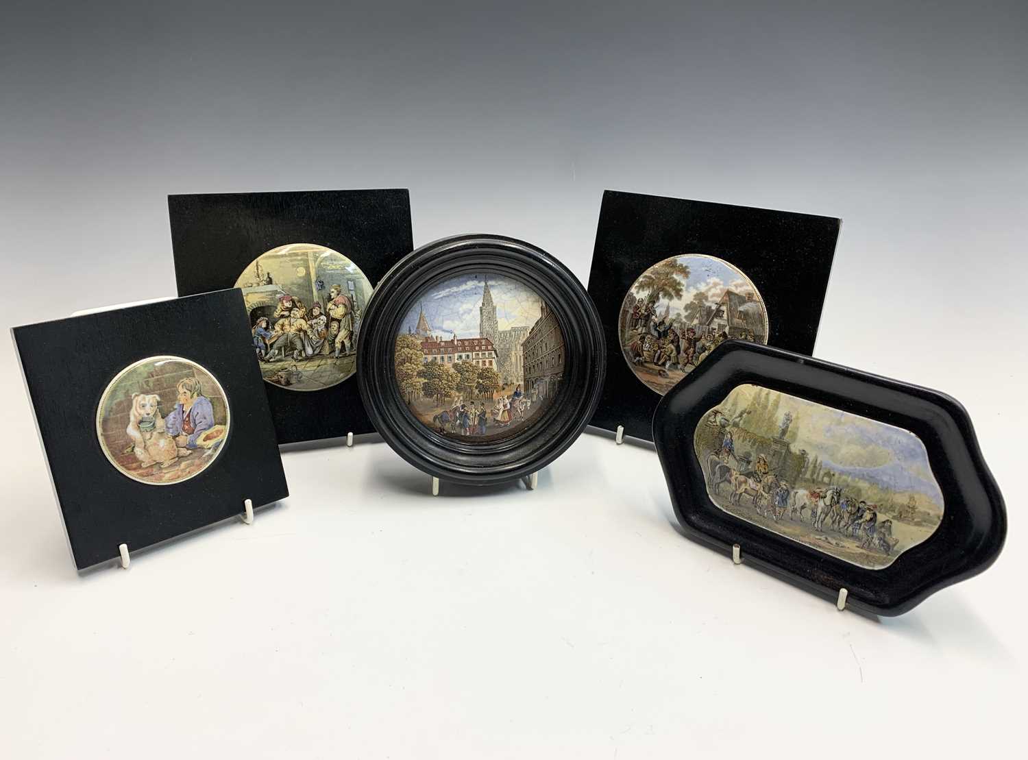 Lot 974 - Five Victorian Prattware pot lids, including...