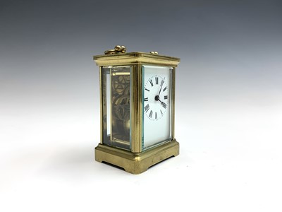 Lot 2907 - A brass carriage timepiece, French early 20th...