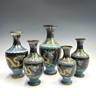 Lot 202 - A pair of Chinese cloisonne vases, early 20th...