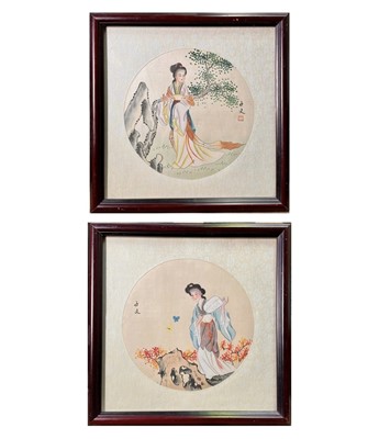 Lot 206 - A pair of Chinese paintings on silk, 20th...