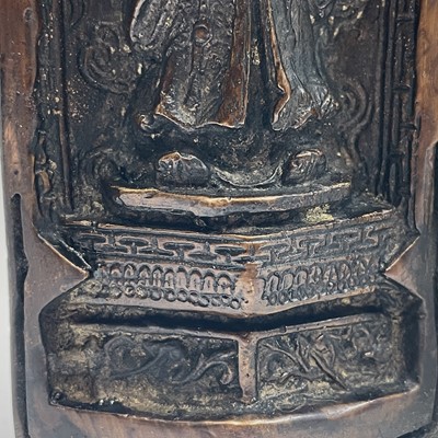 Lot 311 - An Eastern bronze triptych portable shrine,...