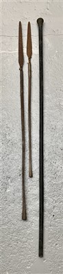 Lot 20 - An ebonised staff with silver-plated mount,...