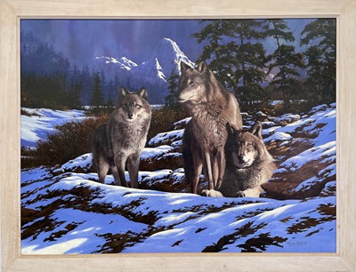 Lot 1592 - Stephen CUMMINGS Three Wolves Oil on canvas...