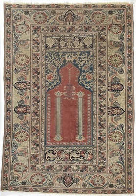 Lot 1219 - A Turkish prayer rug, circa 1920.