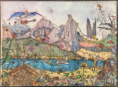 Lot 1561 - Late 20th century watercolour of a fantastical...