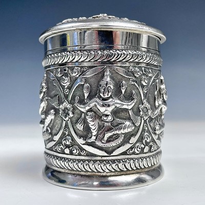 Lot 194 - A Burmese silver canister, early 20th century,...