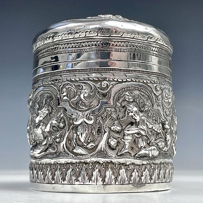 Lot 195 - A Burmese silver canister, 19th century,...