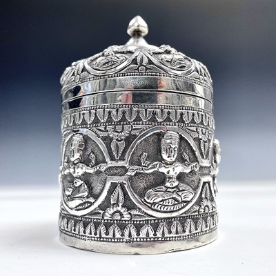 Lot 196 - A Burmese silver canister, 19th century,...