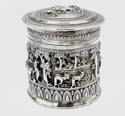 Lot 197 - A Burmese silver canister, early 20th century,...
