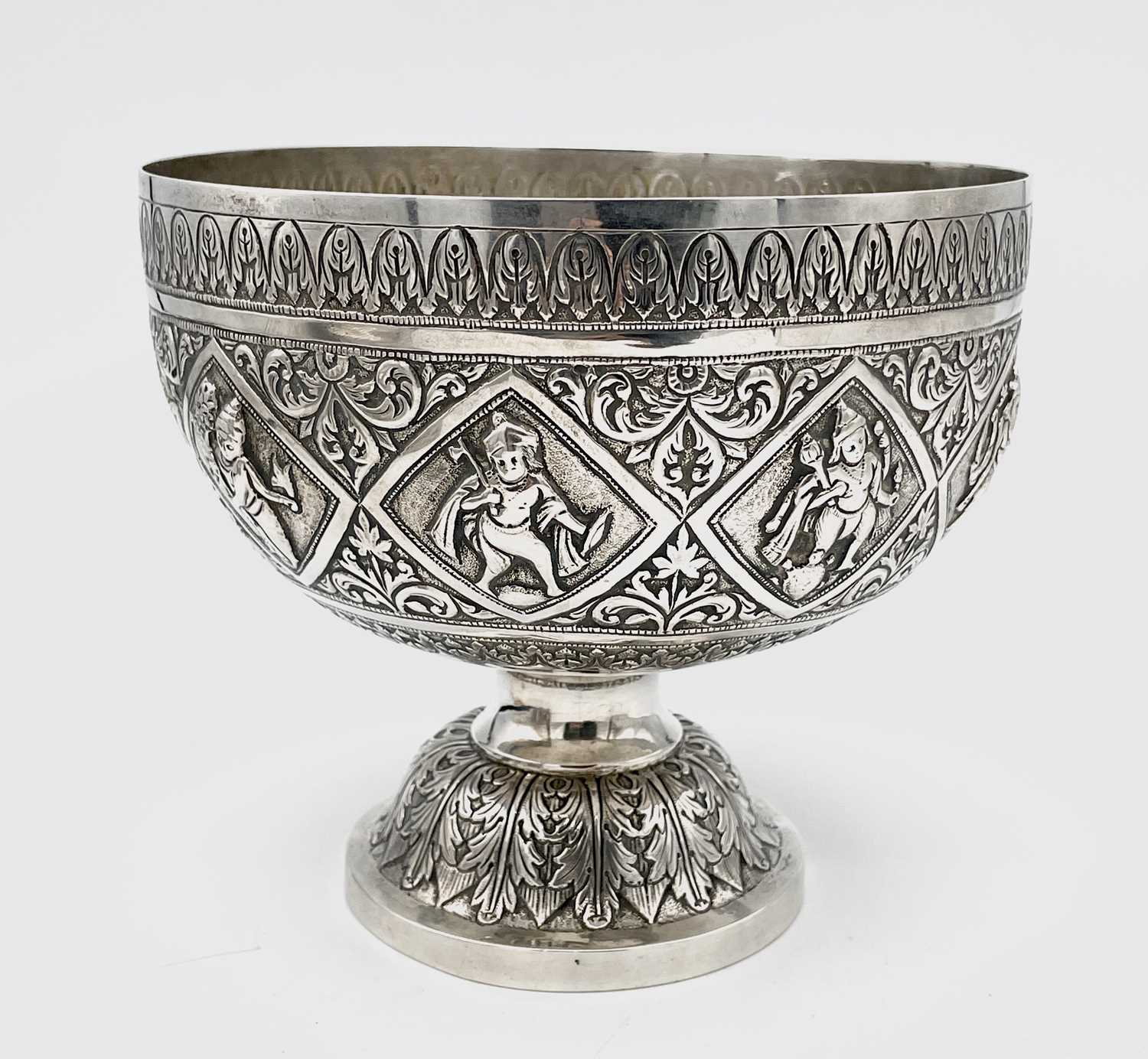 Lot 1022 - An Indian silver pedestal bowl, circa 1890,...