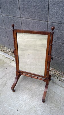 Lot 38 - Antique Mahogany Cheval mirror with turned...