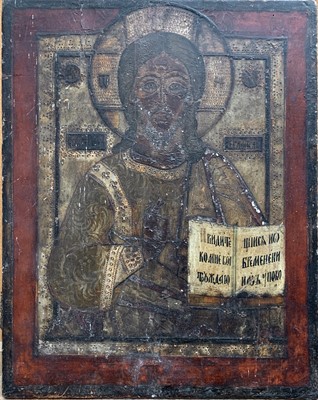 Lot 36 - A Russian large icon of Christ Pantocrator,...